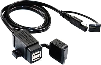 MOTOPOWER 3.1Amp Waterproof Dual Motorcycle USB Charger Kit with SAE Terminal Cable