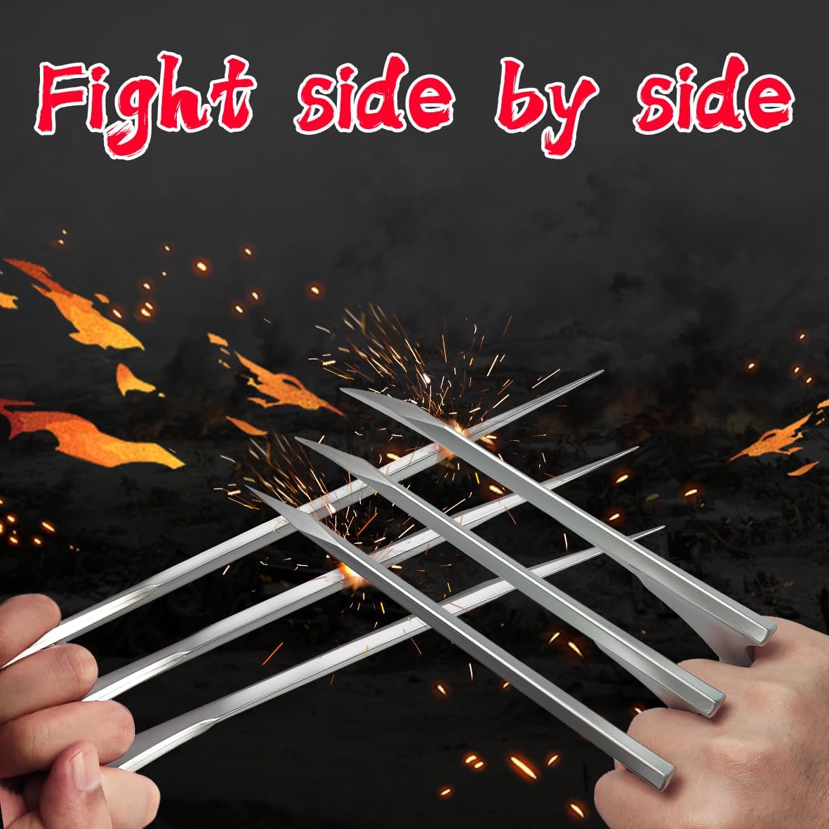 Plastic Wolverine Claws, Wolf Claws, Cosplay Costume Accessories, 2 Claws with Necklace Silvery, A Gift for a Friend or Family Member