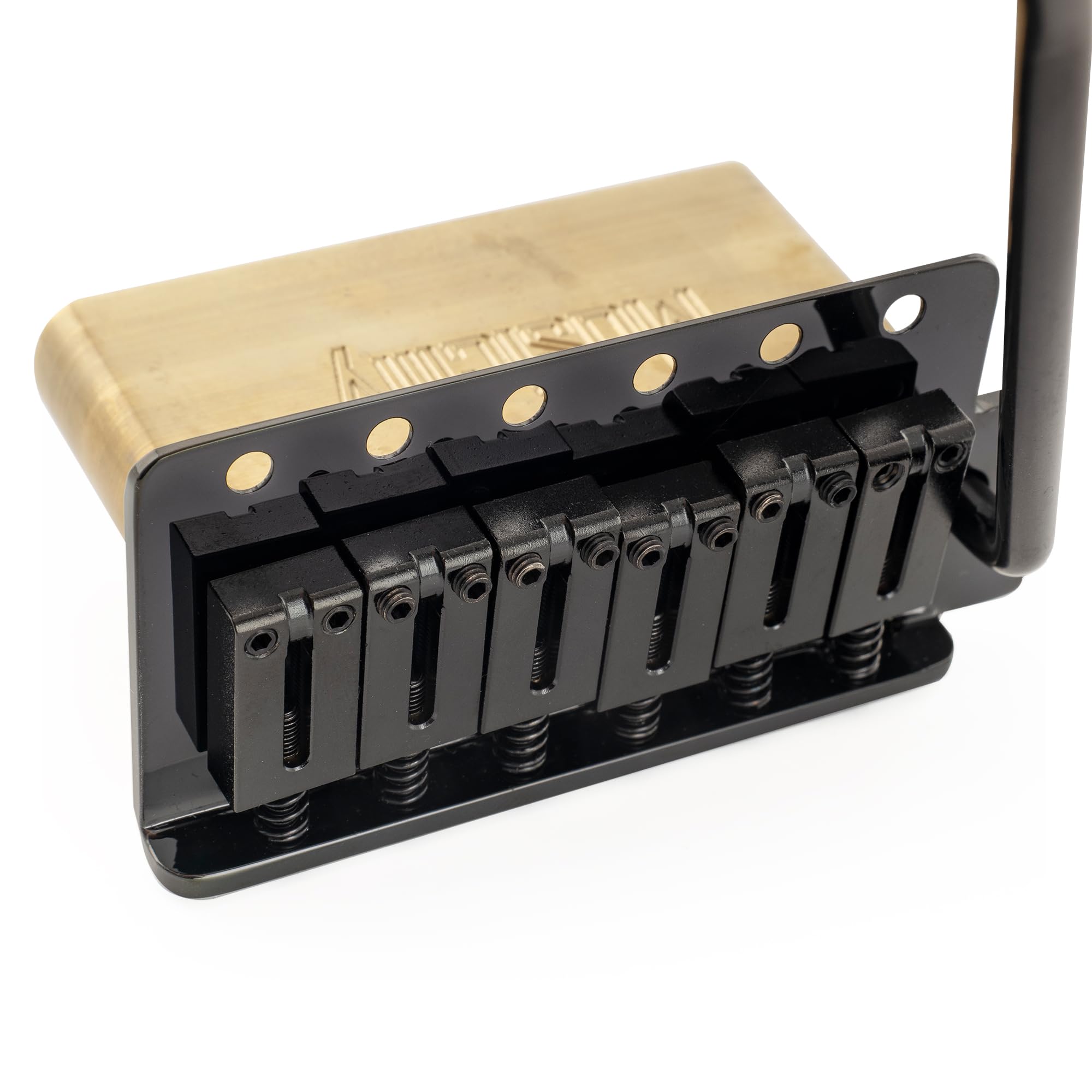 Musiclily Ultra 52,5mm American Vintage Mostek Tremolo 6 śrub z Modern Mosiężne Siodełka Mosiężny Blok 42 mm do Gitary Elektrycznej typu Strat, Czarny
