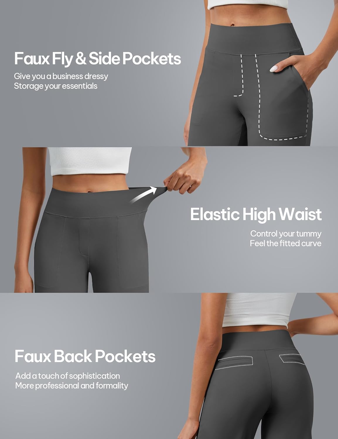 AVAMO Yoga Dress Pants Women Tummy Control Wide Leg Work Pants for Women Stretchy High Waisted Sweatpants with Pockets - Image 6