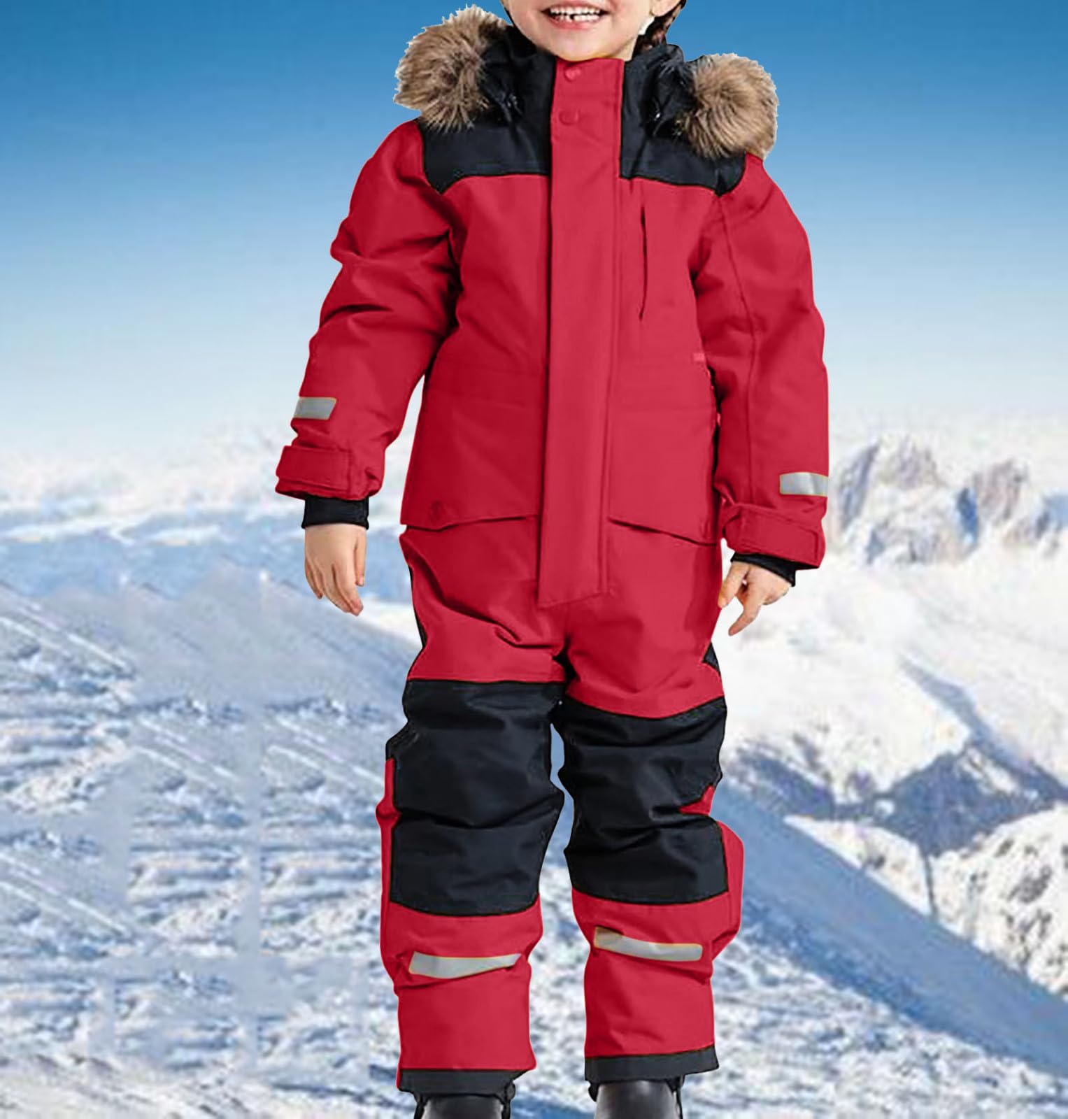NZYIHAO Tuta da sci invernale per bambini, giacca da sci con cappuccio, impermeabile, calda, antivento, per ragazzi e ragazze, giacca da neve Softshell, set da 1 a 15 anni