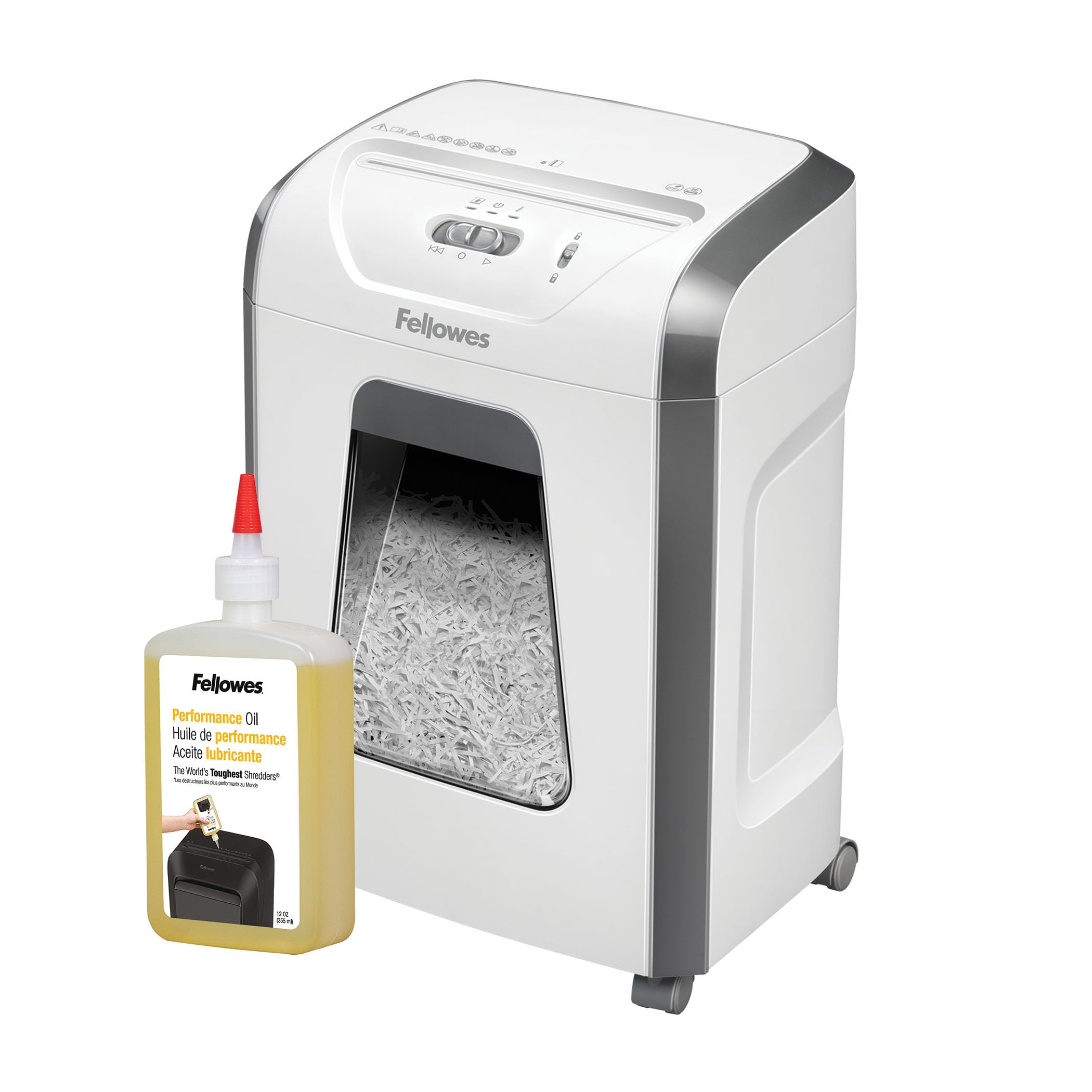 Fellowes FS-12C - Trituradora de Papel, Corte en partículas, destruye hasta 12 Hojas, destructora de Papel Uso Personal, Exclusiva de Amazon + Fellowes Aceite lubricante para destructoras, 355 ml