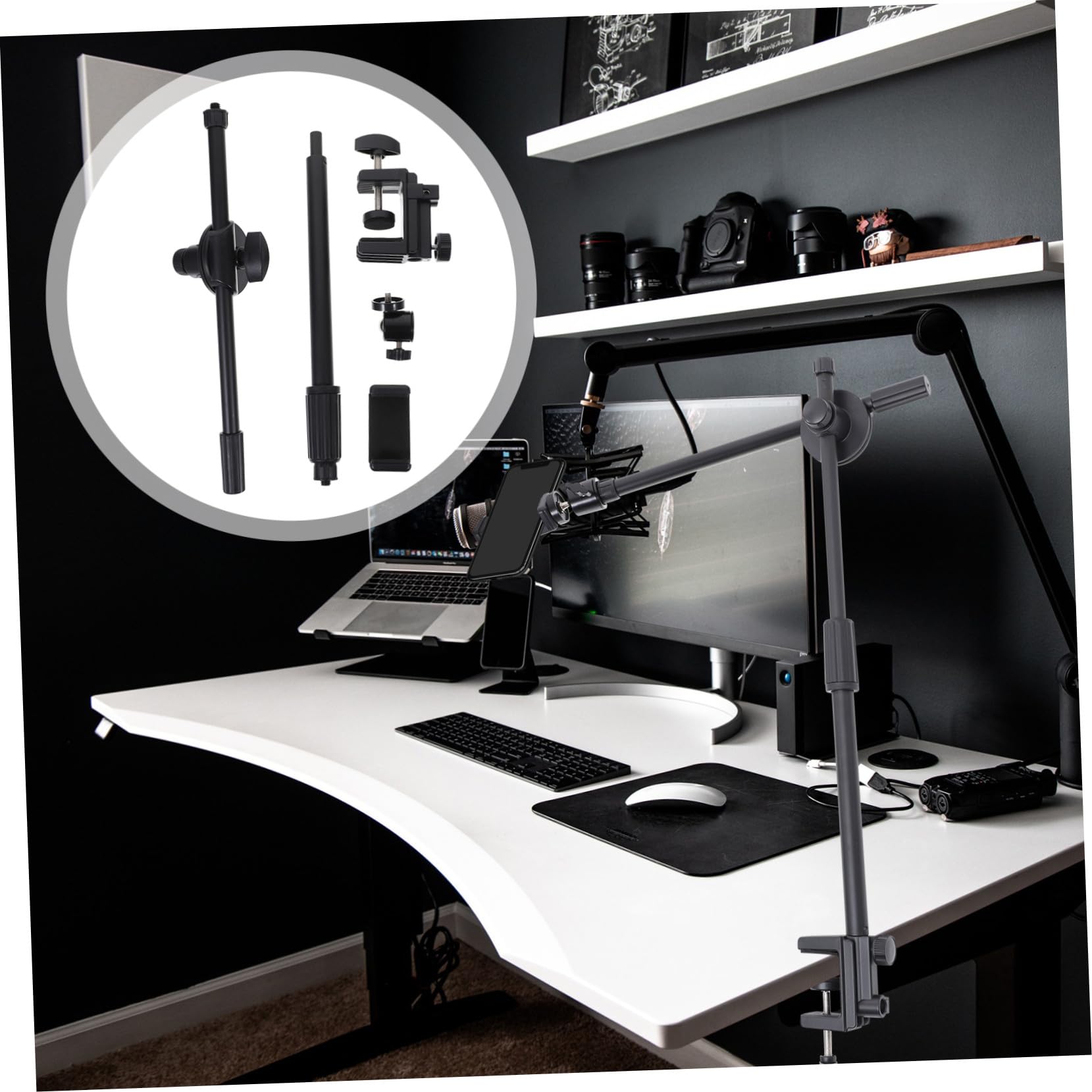 Soporte de Teléfono Accesorio Móvil Flexible para Escritorio Brazo Articulado Telescópico y Base Fija de Abs y Silicona para Teléfonos Celulares