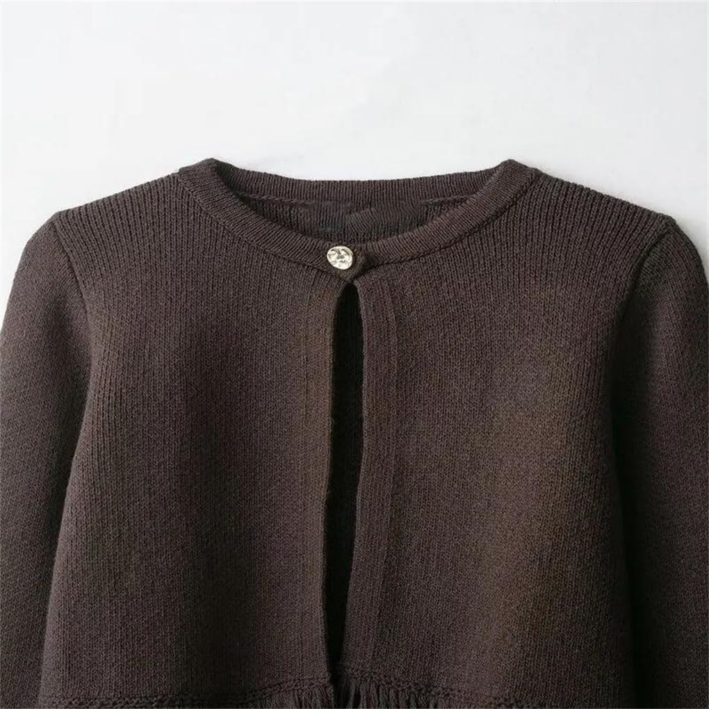Cárdigan Largo de Punto con Borlas for Mujer, Elegante Chaqueta de Manga Larga con Botones Delanteros, Nueva Prenda de Abrigo de Otoño