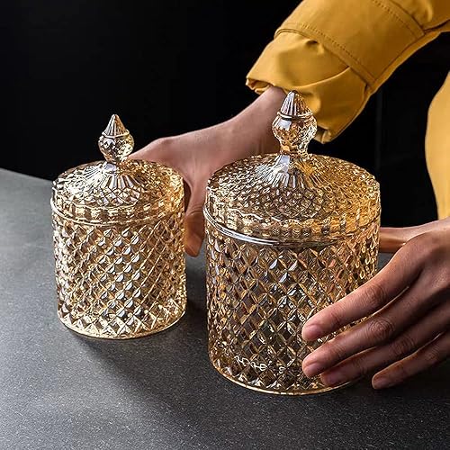 Miniatura 5 de Tarro de almacenamiento de joyería de galletas de caramelo Tarro de caramelo de vidrio ámbar Tarro de galletas Tarro