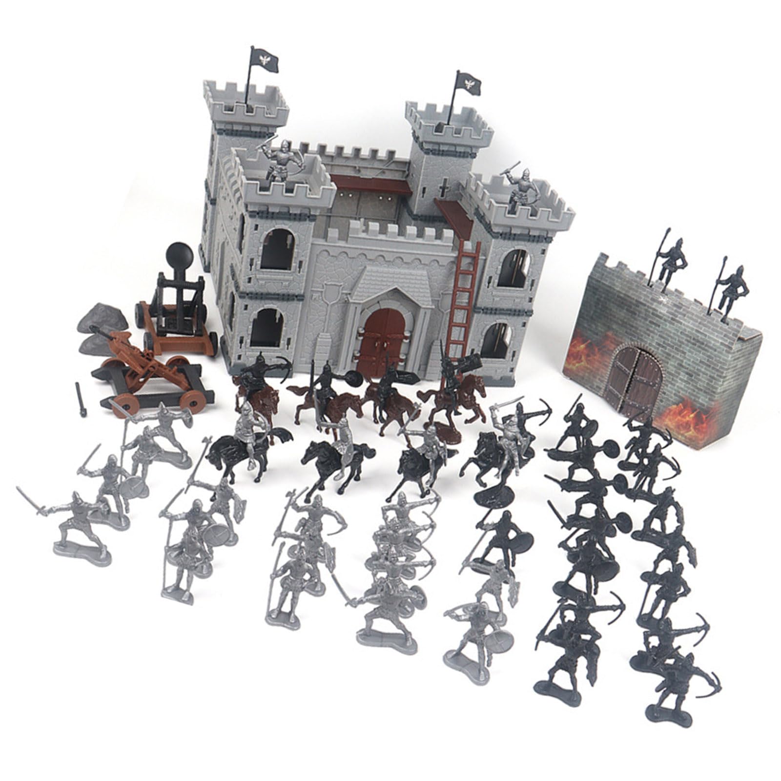 Modelo Coleccionable De Castillos con Motor De Asedio De Caballería con Artesanía Detallada para Entusiastas del Uso De Exhibición Conjunto Modular