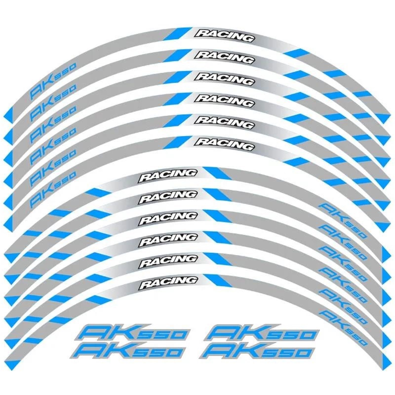 12 Strips Motorcycle Reflective Decals Wheels Rim Stickers Decoration Styling Sticker for KYMCO AK550 Ak 550(Color10)