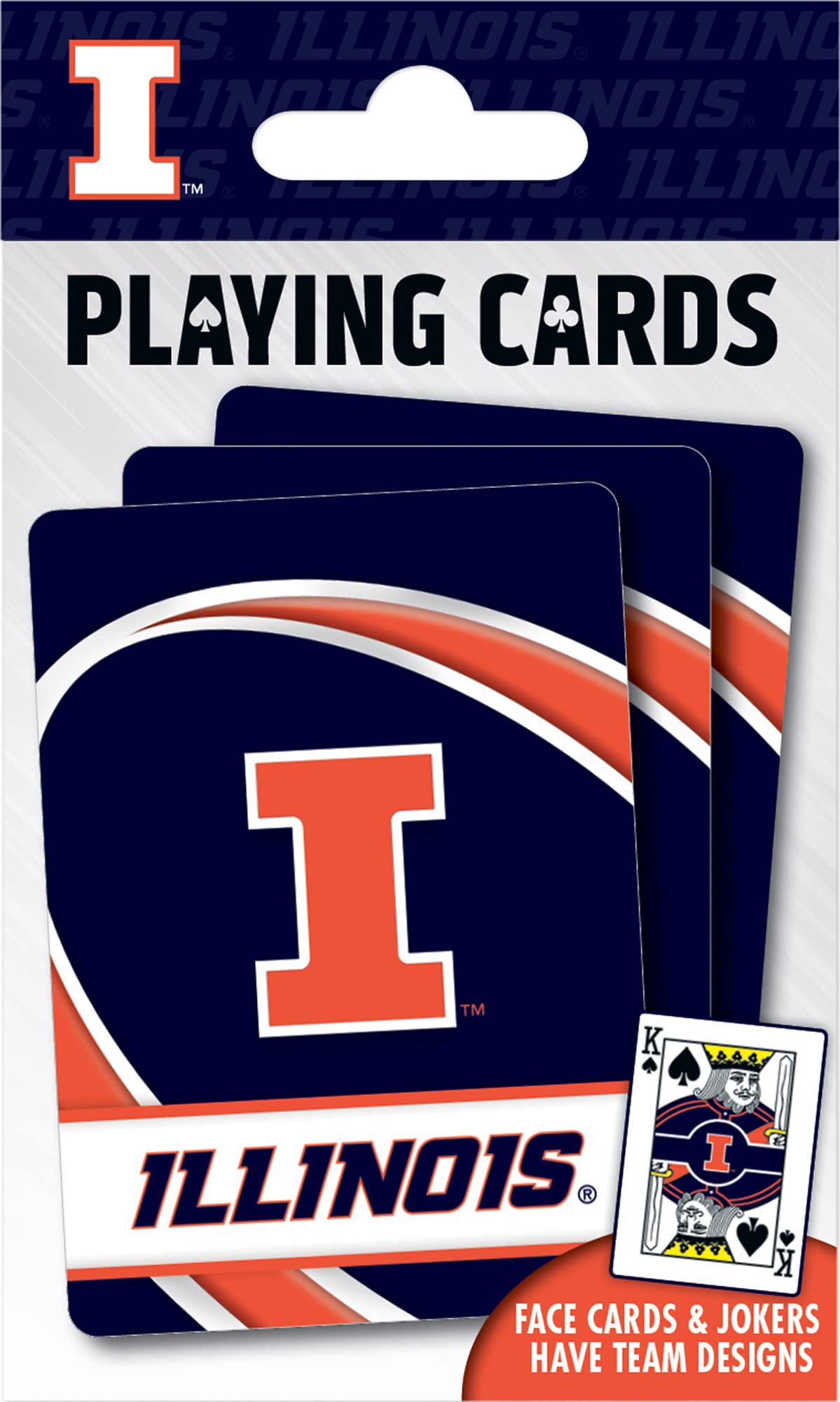 MasterPieces Family Games - NCAA Illinois Fighting Illini Playing Cards - Officially Licensed Playing Card Deck for Adults, Kids, and Family