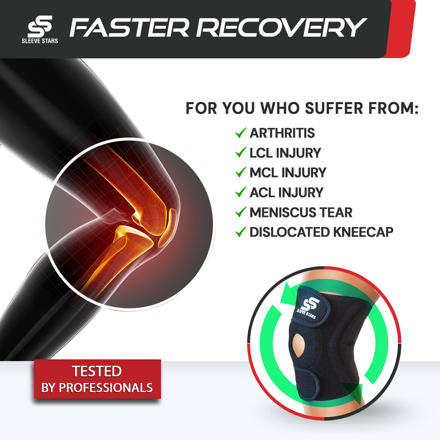 Buy Sleeve Stars Knee Brace & Knee Support for Women & Men, Knee Braces for Knee Pain, Knee
