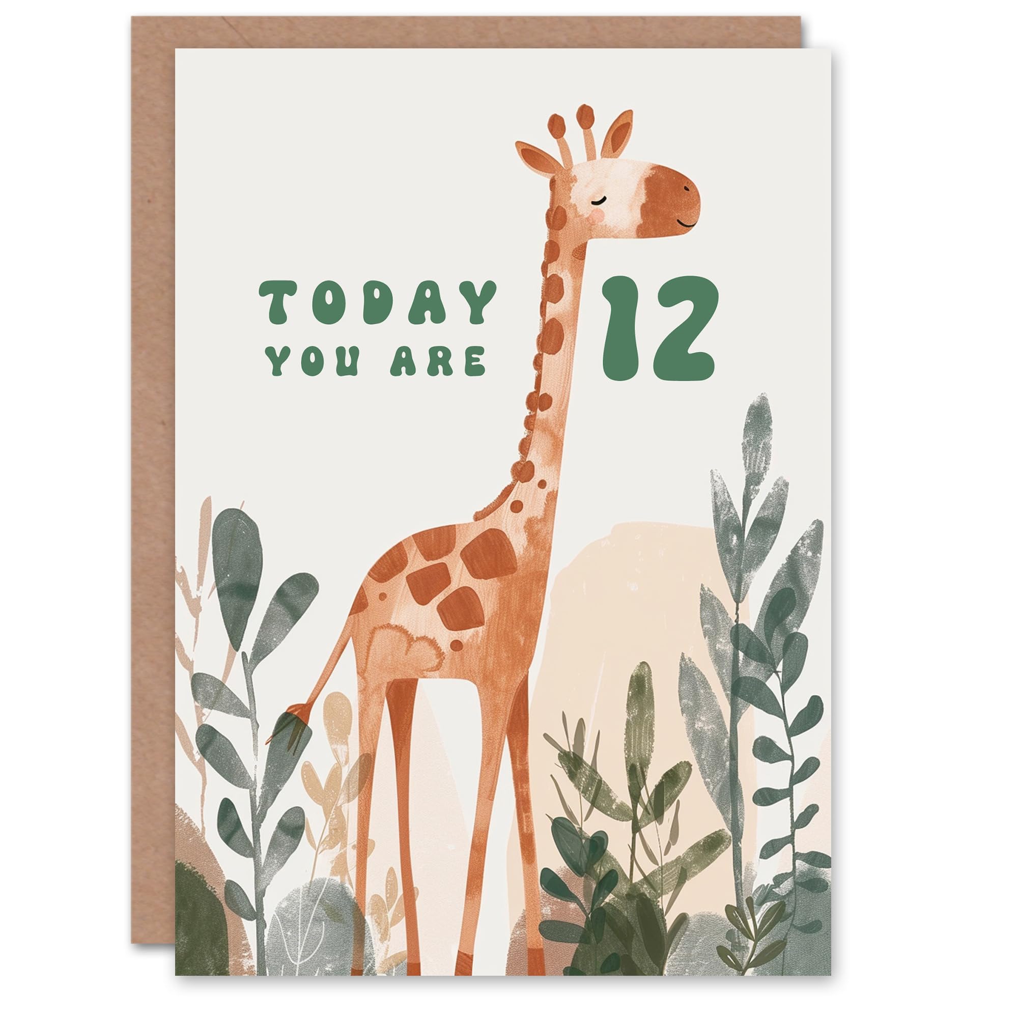 Artery8 12th Birthday Card Cute Fun Giraffe Today You Are Age 12 Year Old Child For Son Daughter Girl Boy Happy Card