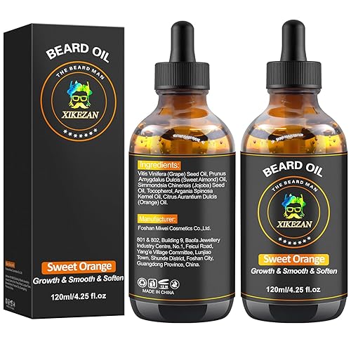 Aceite para barba, 4.1 fl oz/4.25 onzas líquidas de aceite promueve el crecimiento de la barba de gran volumen, acondicionador sin enjuague, cuidado