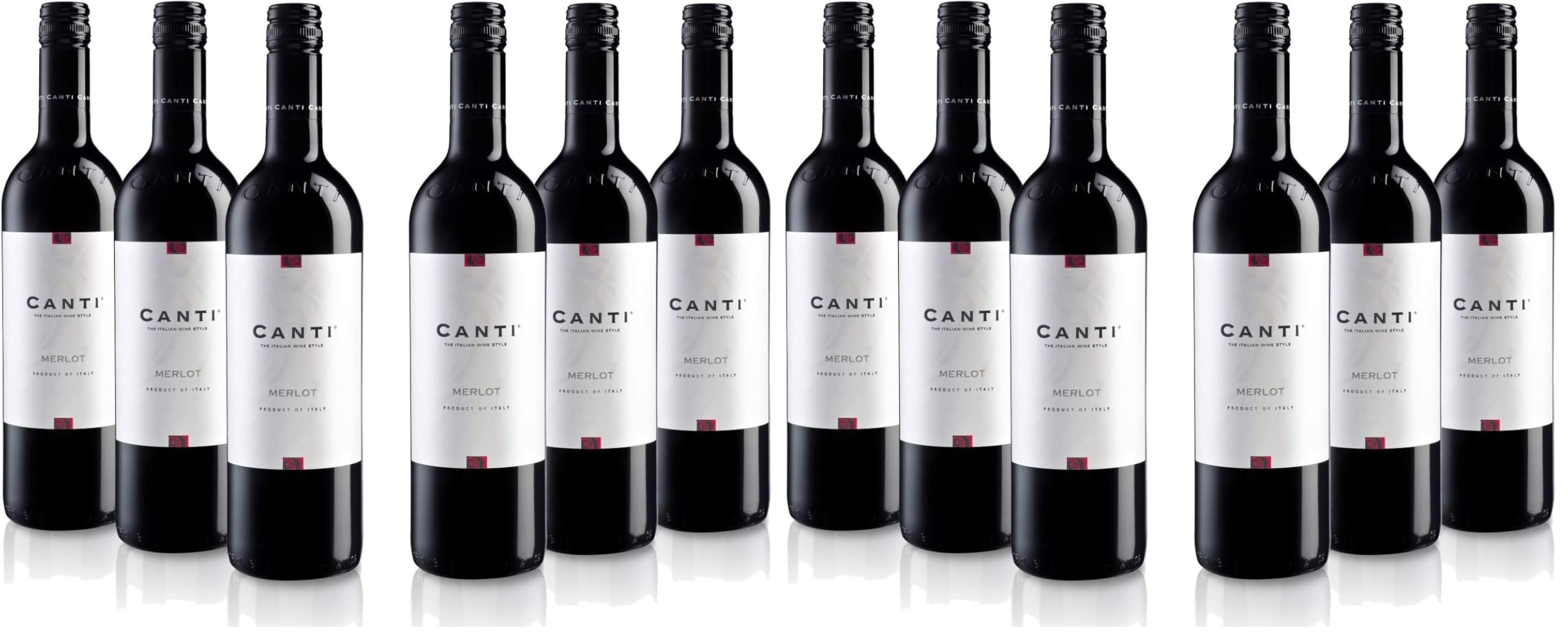 Canti - Merlot italienischer roter trockener Rotwein, ausgewogener Geschmack mit einem runden fruchtigen Geschmack, 6x750 ml (Packung mit 2)