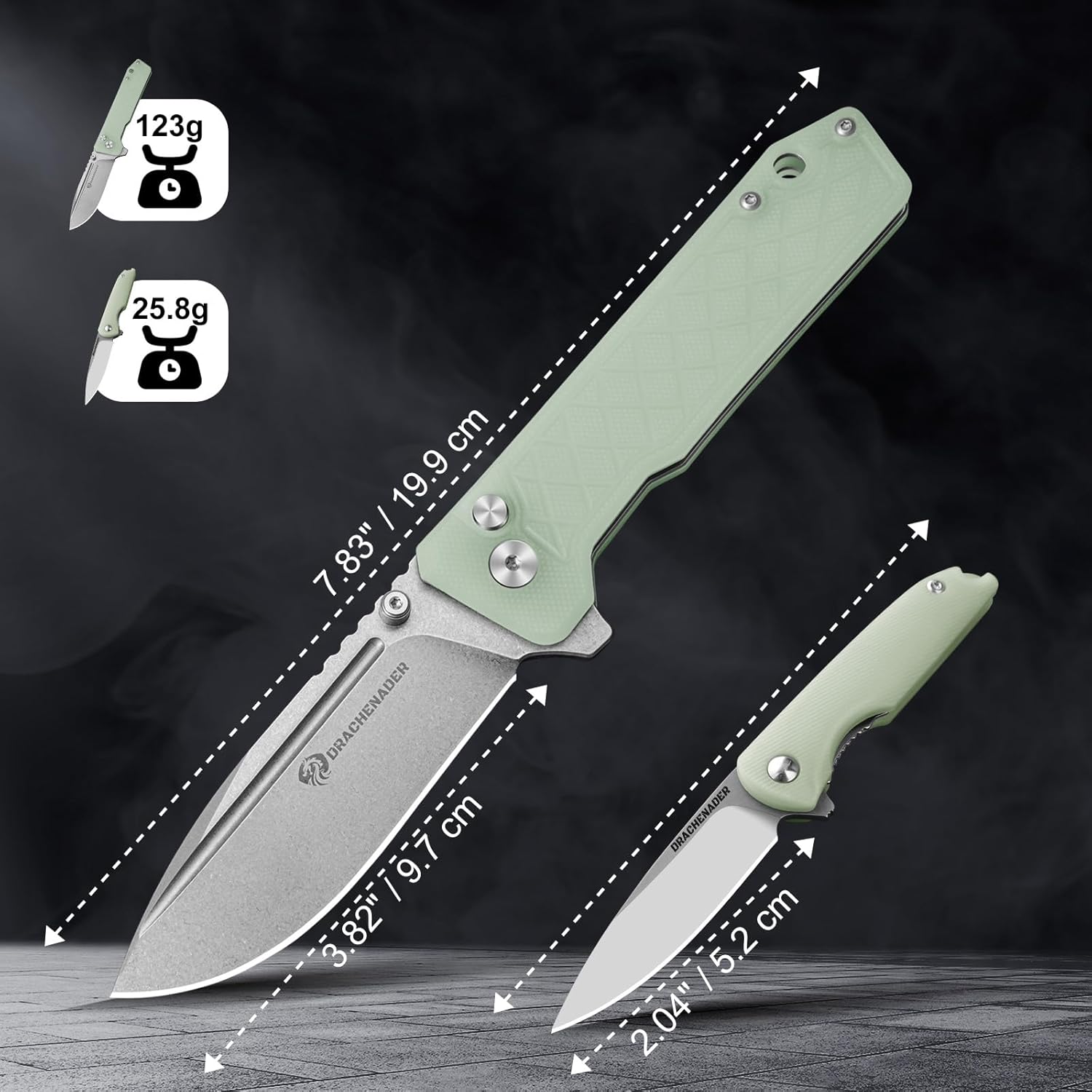 DRACHENADER 2-Piece Folding Knife Set – 7.8" Tactical Pocket Knife & 5" Mini EDC Knife for Camping, Hiking, & Outdoor Adventures, Ideal Gift for Men & Women