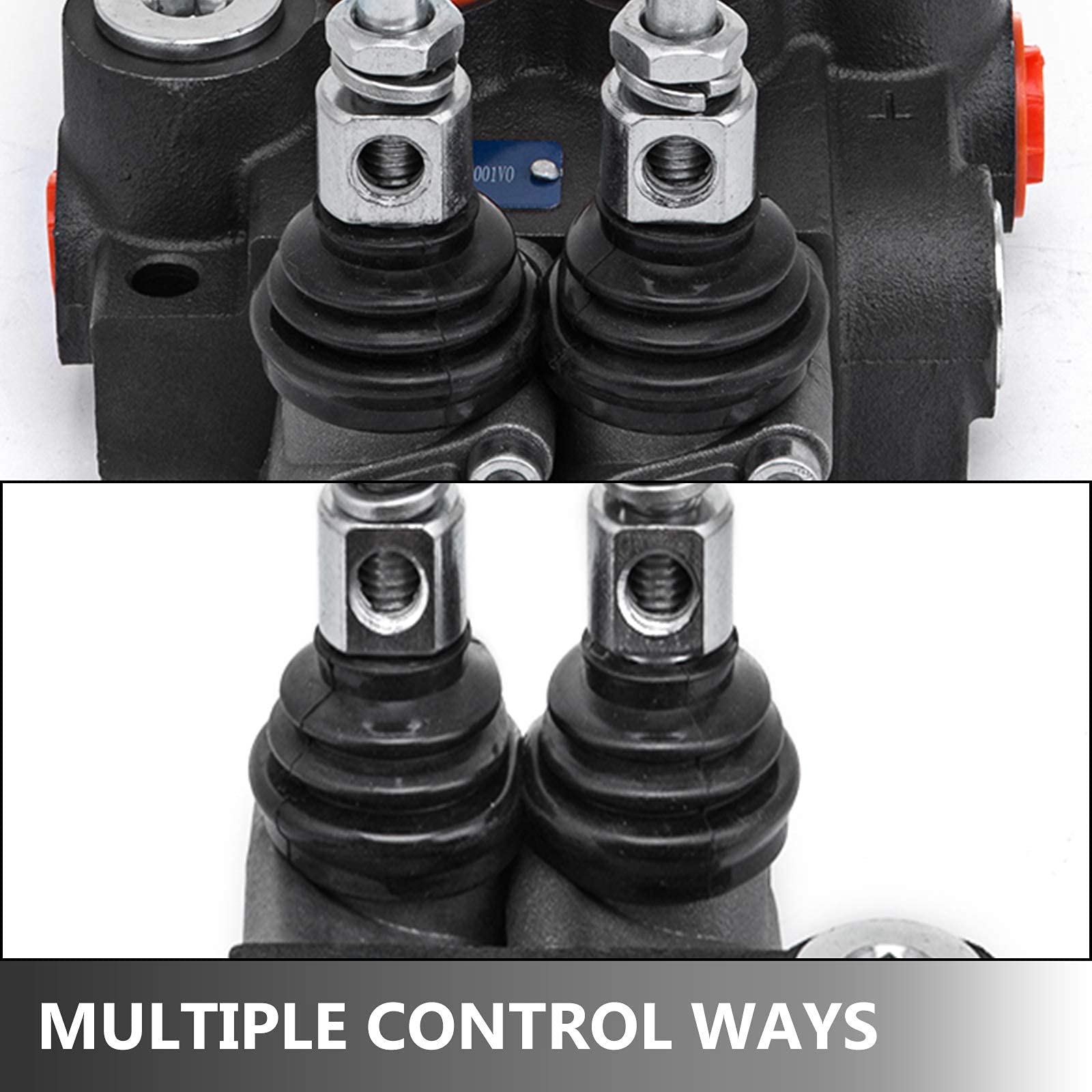 VEVOR Válvula de Control Direccional Hidráulica de 2 Carretes 11 gpm Carrete de Cilindro de Doble Acción, Válvula Control Hidráulico 41 x 13 x 6,5 cm, Válvula Hidráulica Válvula de Alivio Ajustable