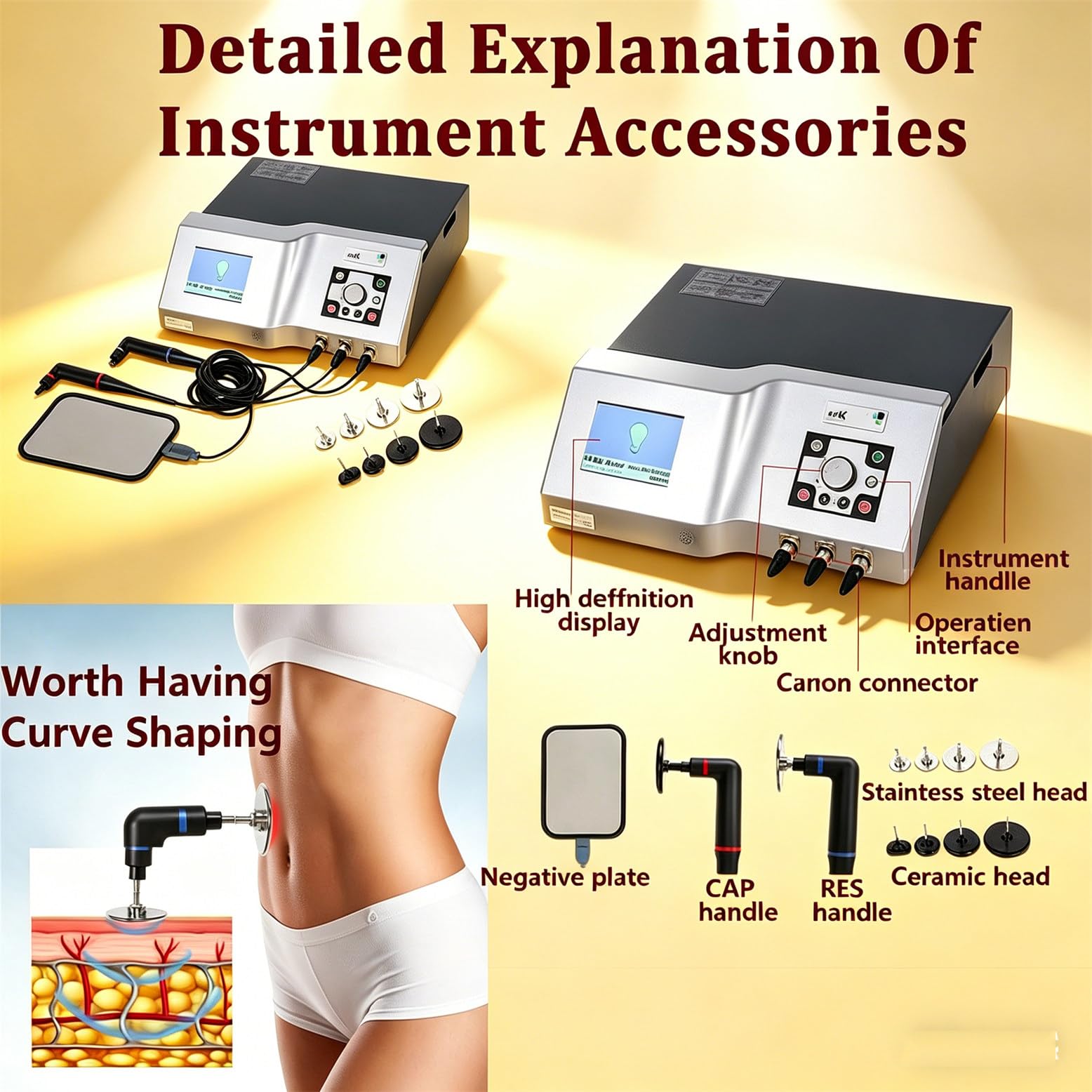 Apparecchio Professionale per Terapia a radiofrequenza 448K - per Sollevamento RF, Perdita di Peso e modellamento del Corpo, 8 postazioni di Lavoro