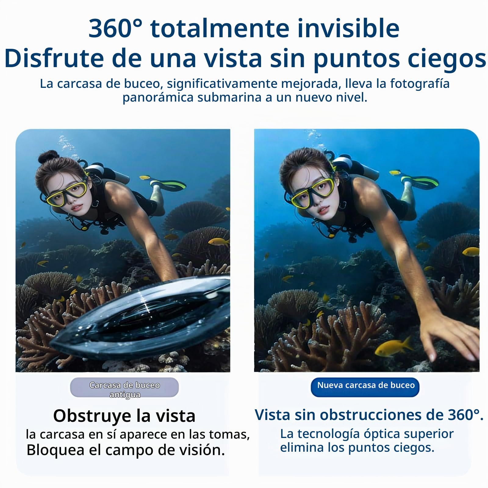 Funda Impermeable para Insta 360 X5, 50 m/164 pies, Carcasa de Buceo Invisible subacuática, Costuras de 360°, Carcasa Protectora para esnórquel, Buceo, Surf, Deportes acuáticos