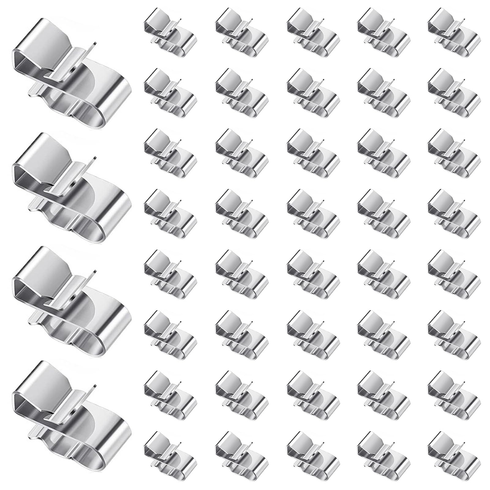 Orssmigs 50pcs Stainless Steel Cable Clips Cable Clamp PV Trailer Frame Wire Clips Solar Module Cable Clips Solar PV Cable Clips Cable Holder for System Mounting Installation Cable Management Cable