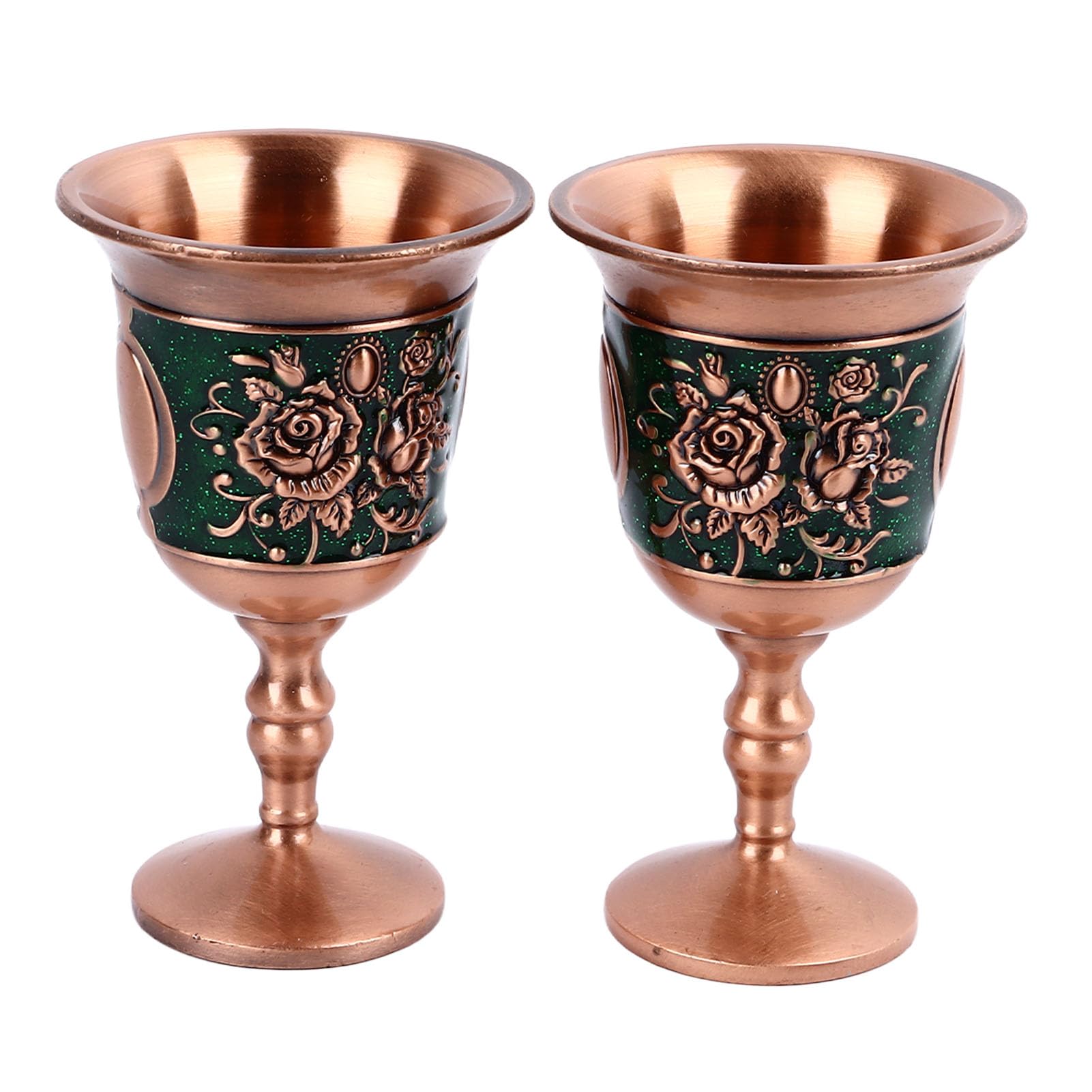 Juego De 2 Copas De Vino Vintage Doradas Con Relieve – Metal Antiguo Para Decoración Del Hogar, Regalo Original Y Copa De Cáliz Decorativa