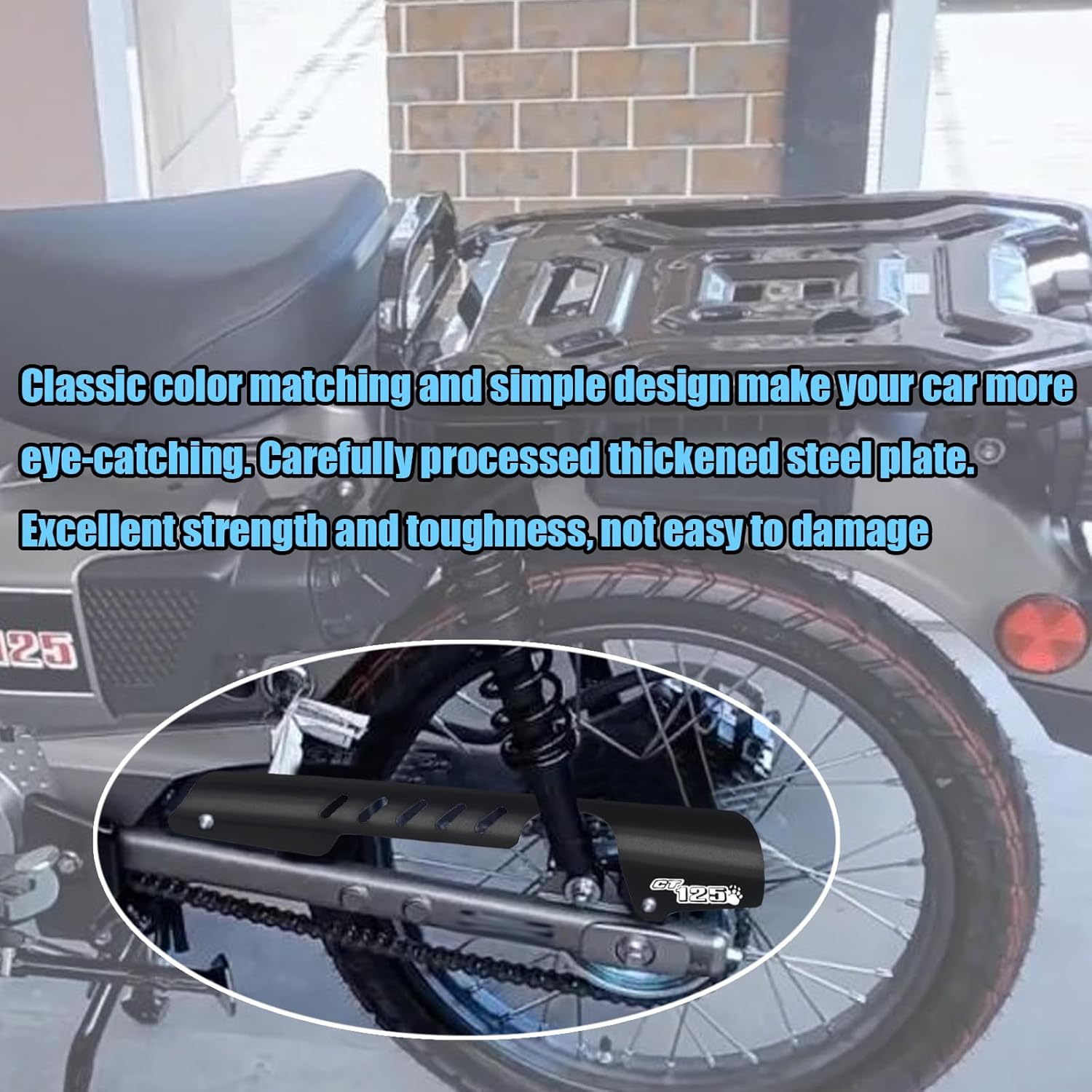 for CT125 CT 125 ct125 Hunter Cub Trail HunterCub 125 2025 Motorcycle Chain Chain Guard Chain Steel Pipe ct125 ct 125 2020-2025 Motorcycle Accessories (Black)