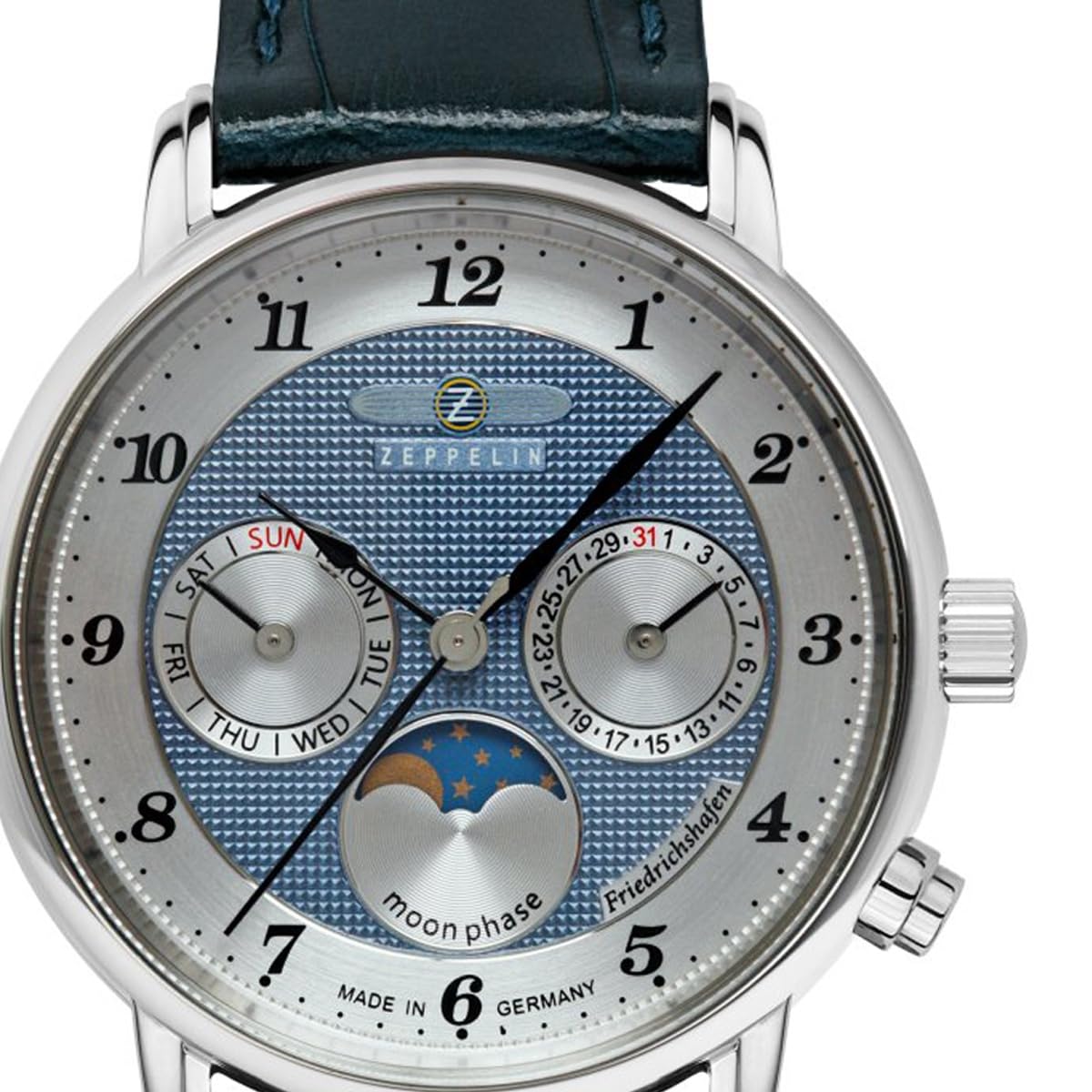 Zeppelin Damenuhr Serie Friedrichshafen mit Mondphase und Lederarmband 8537-3