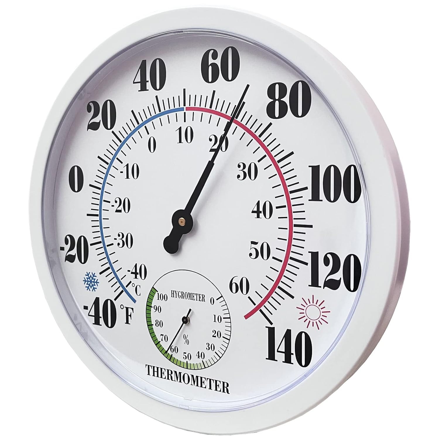 Outdoor Thermometer Hygrometer, 10 Inch Round Large White Gauge with Easy to Read Face, Waterproof Wall Mount for Patio, Garden, Garage, Home Outside Temperature and Humidity Monitor — Amazon image 6