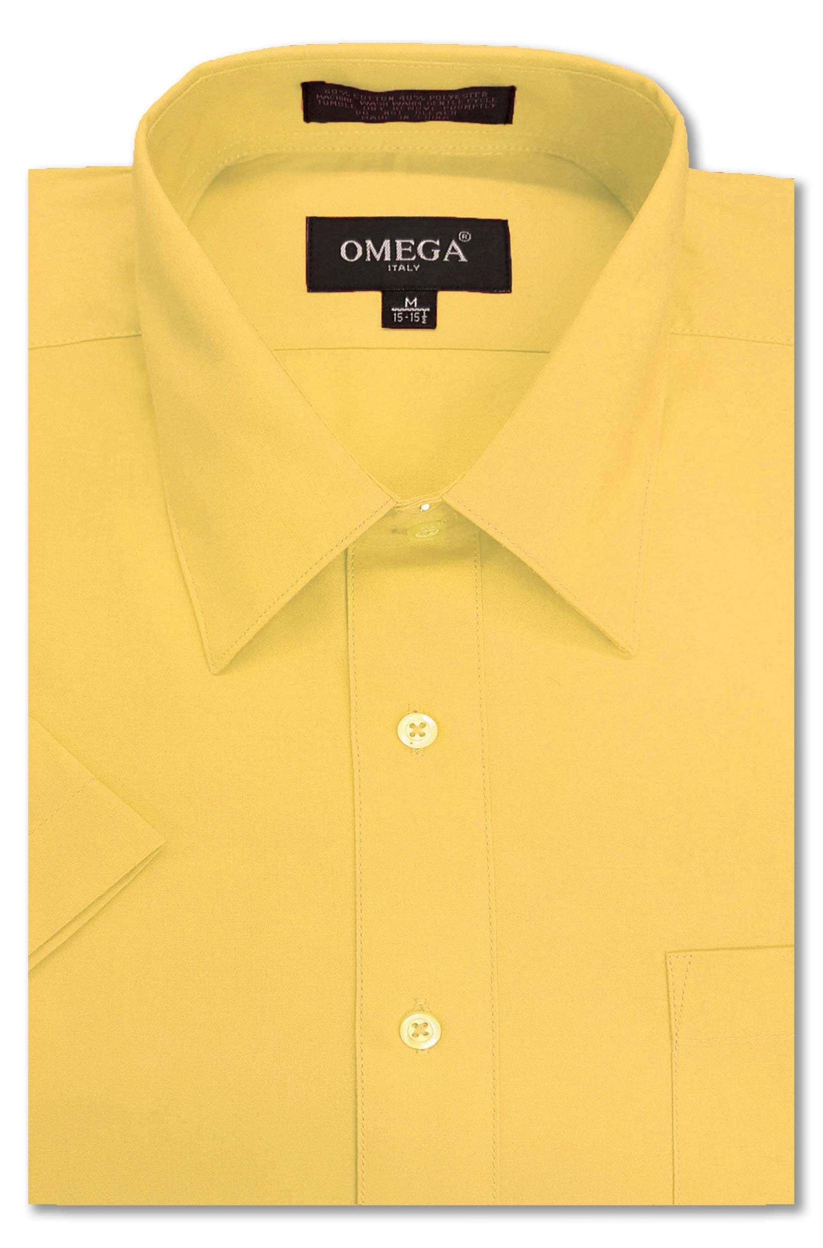 OmegaTuxMens Short Sleeve Solid Color Dress Shirts