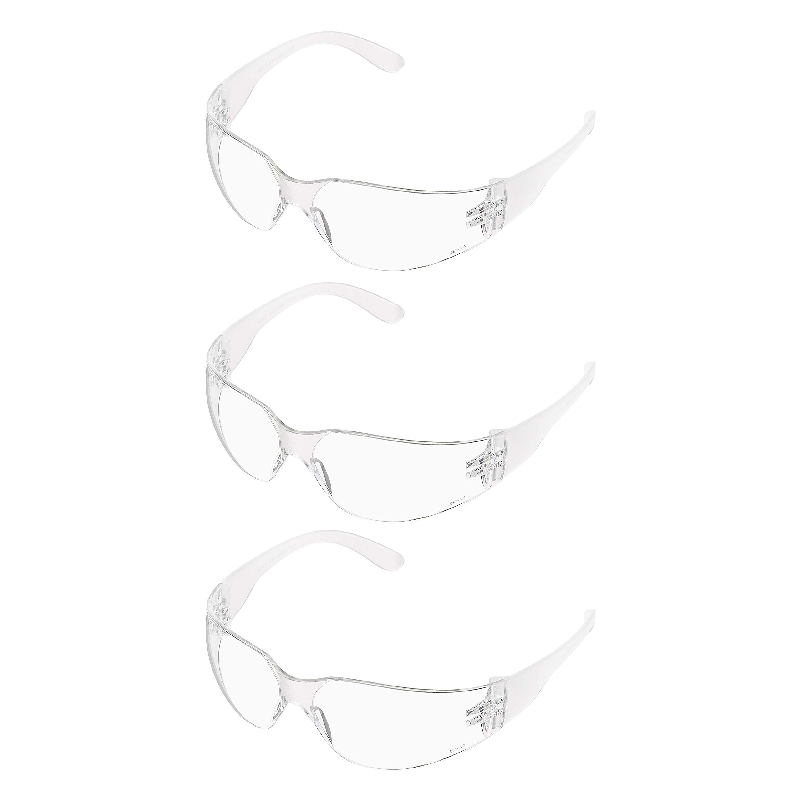 AmazonCommercial Light Weight Safety Glasses (Clear), Anti-scratch, 3-pack