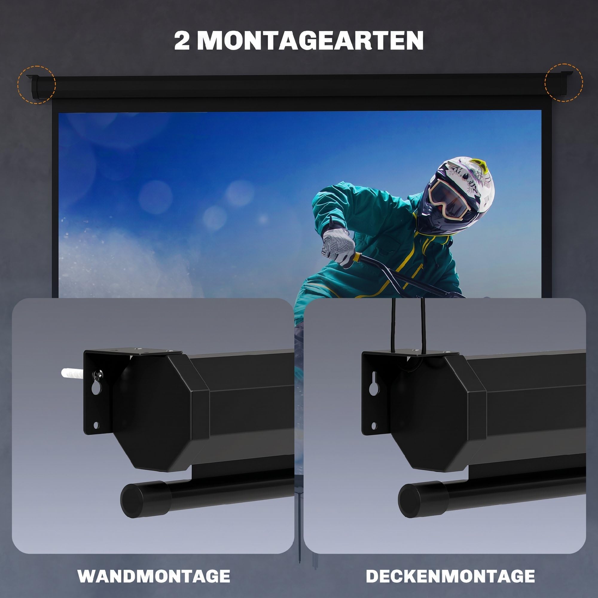 HOMCOM Beamer Leinwand 171 x 128 cm 84 Zoll 4:3 HD 4K Projektionsleinwand Rollo-Leinwand für Heimkino Büro-Präsentationen
