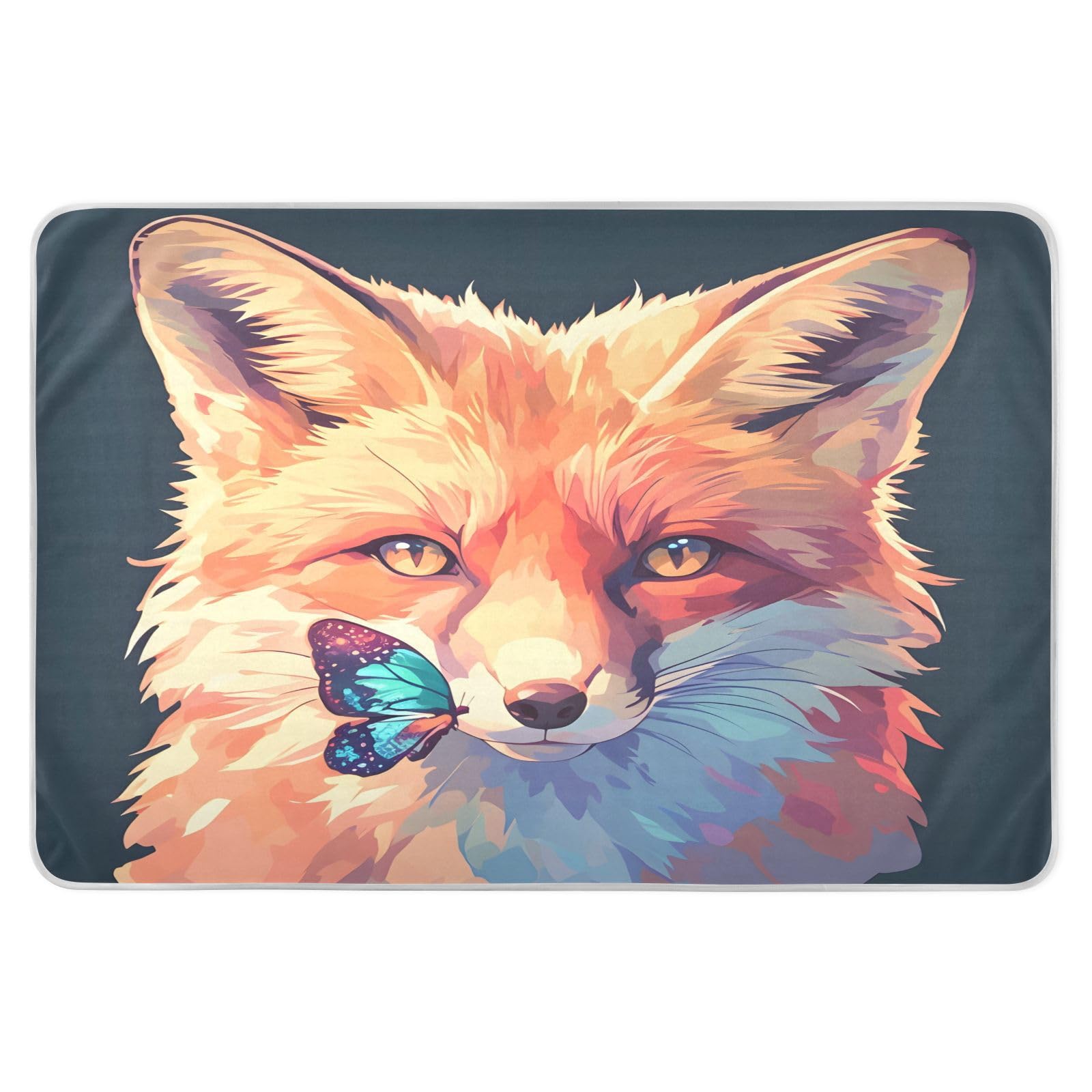 CEBUGI 34” x 52”Washable Underpads Heavy Absorbency Waterproof Incontinence Bed Pads Colorful Fox Pee Pads for Adults Kids and Baby