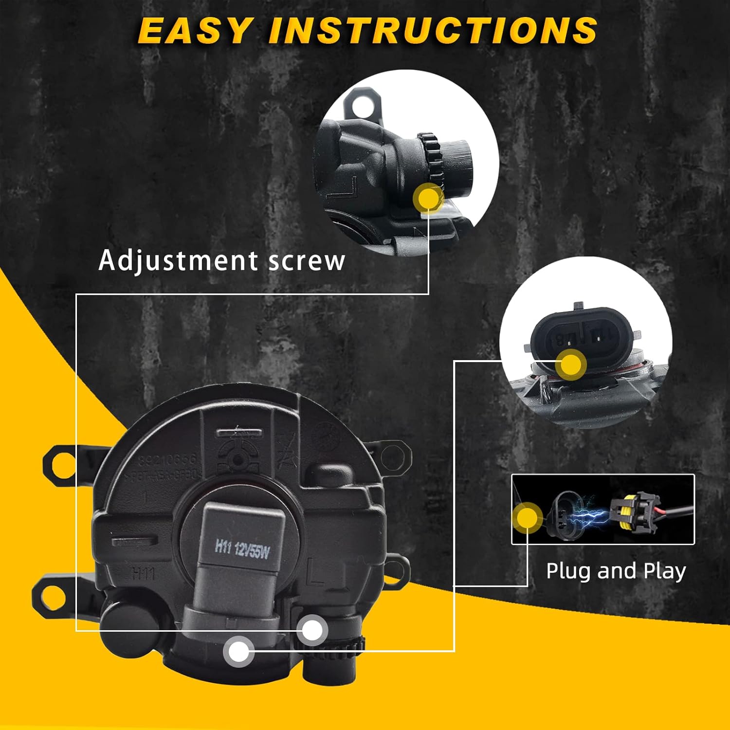Fog Lights for 2014 2015 2016 Corolla/Altis CE ECO L LE with H11 12V 55W Halogen Bulb & Switch and Wiring Kit (Clear Lens)