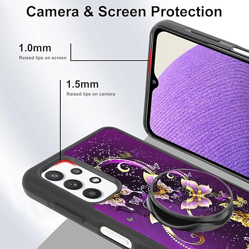 Miniatura 2 de Bonoma Funda con función atril compatible con Samsung Galaxy A32 5G mariposa morada, bonita textura estética de neumáticos, a prueba de golpes,