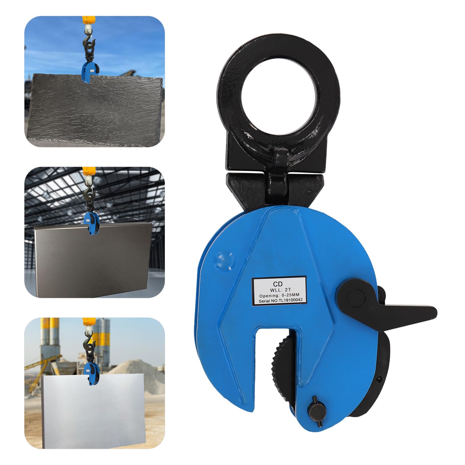 Zacisk podnoszący do 2 ton, zacisk do blachy, do blachy, do płyt stalowych, chwytak pionowy 0-25 mm, zacisk podnoszący do blachy, do portów, fabryk i stoczni
