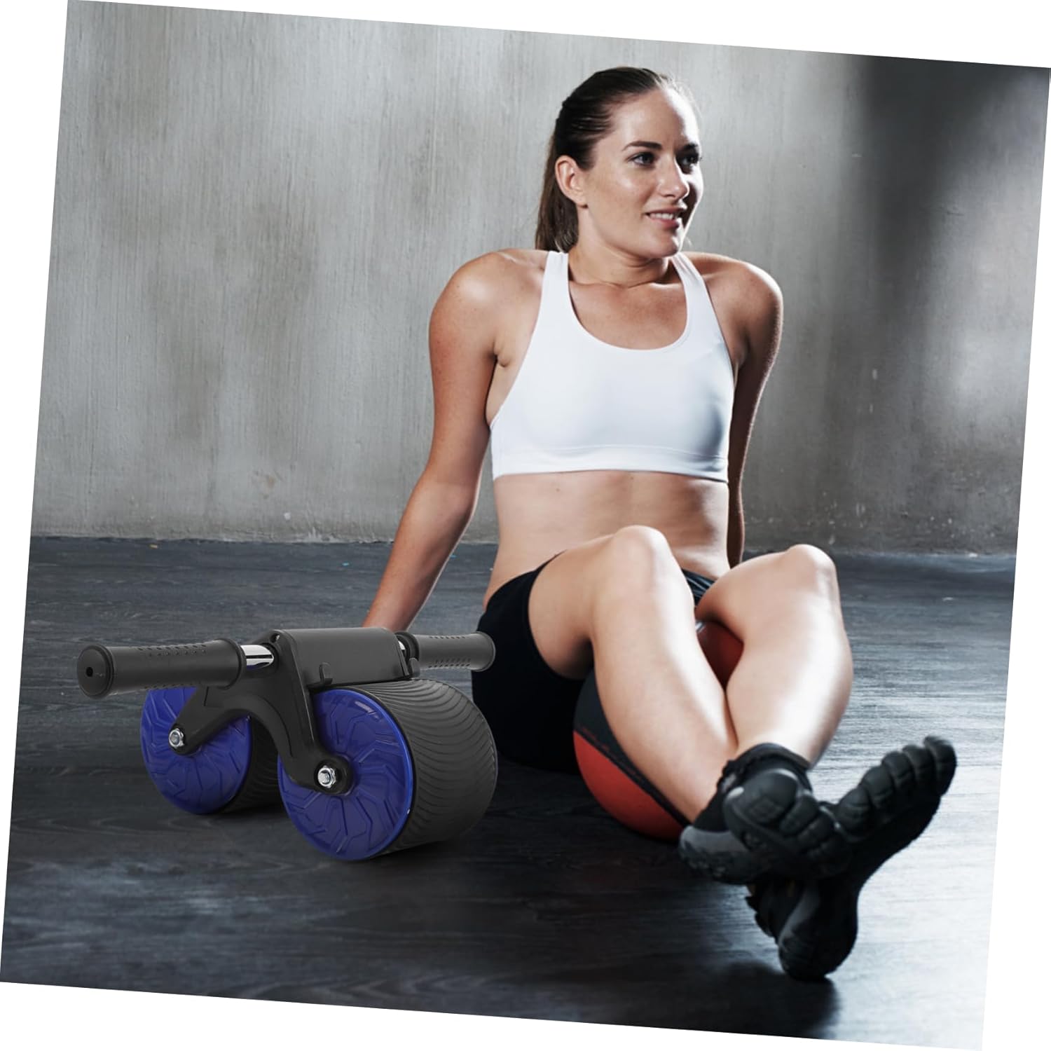 1Set Professional Abdominal Fitness Wheel Roller with Pad Automatic Rebound Ab Roller for Core Strength Training Home Gym Exercise Equipment Sturdy Skid