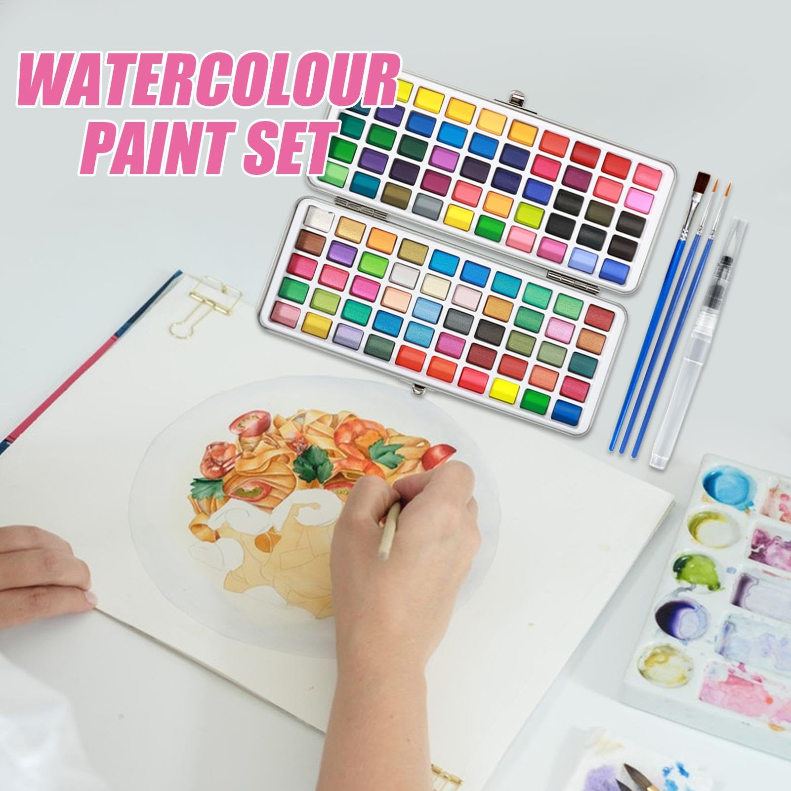 Juego de pintura al agua, suministros de arte de dibujo, pinceles de arte