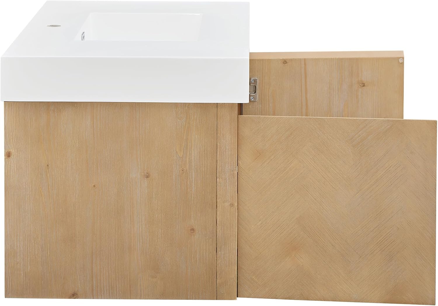 36 Inch Floating Sink Bathroom Vanity Wall Mount Single Vanities Overflow Mordern Large Storge Cabinet with Ceramic Countertop Double Soft Closing Drawers Pre-Assembled