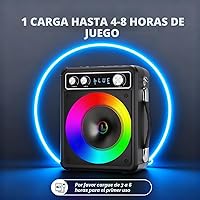 Vista 4 de Máquina de karaoke, altavoz portátil de karaoke Bluetooth con 2 micrófonos inalámbricos, sistema PA para adultos y niños con luces LED y ajuste
