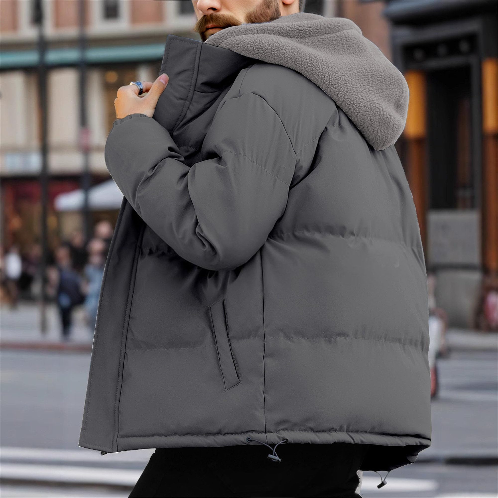Chaqueta acolchada térmica con capucha para hombre, resistente al viento, acolchada y gruesa