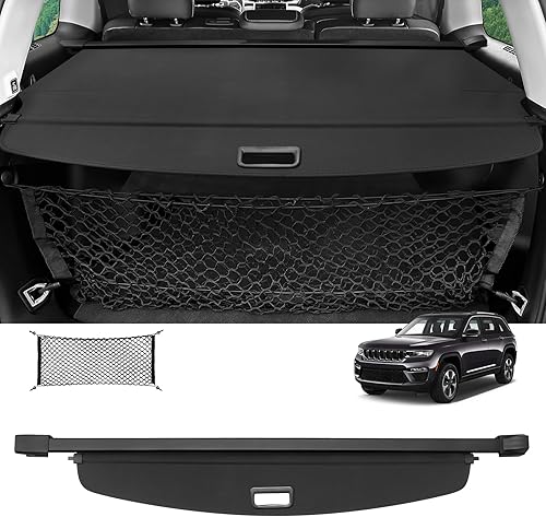 Sze Cubierta de carga para Jeep Grand Cherokee 2022 2023 2024 2025 2026 (2 filas WL) 4XE retráctil para maletero, cubierta de seguridad negra para