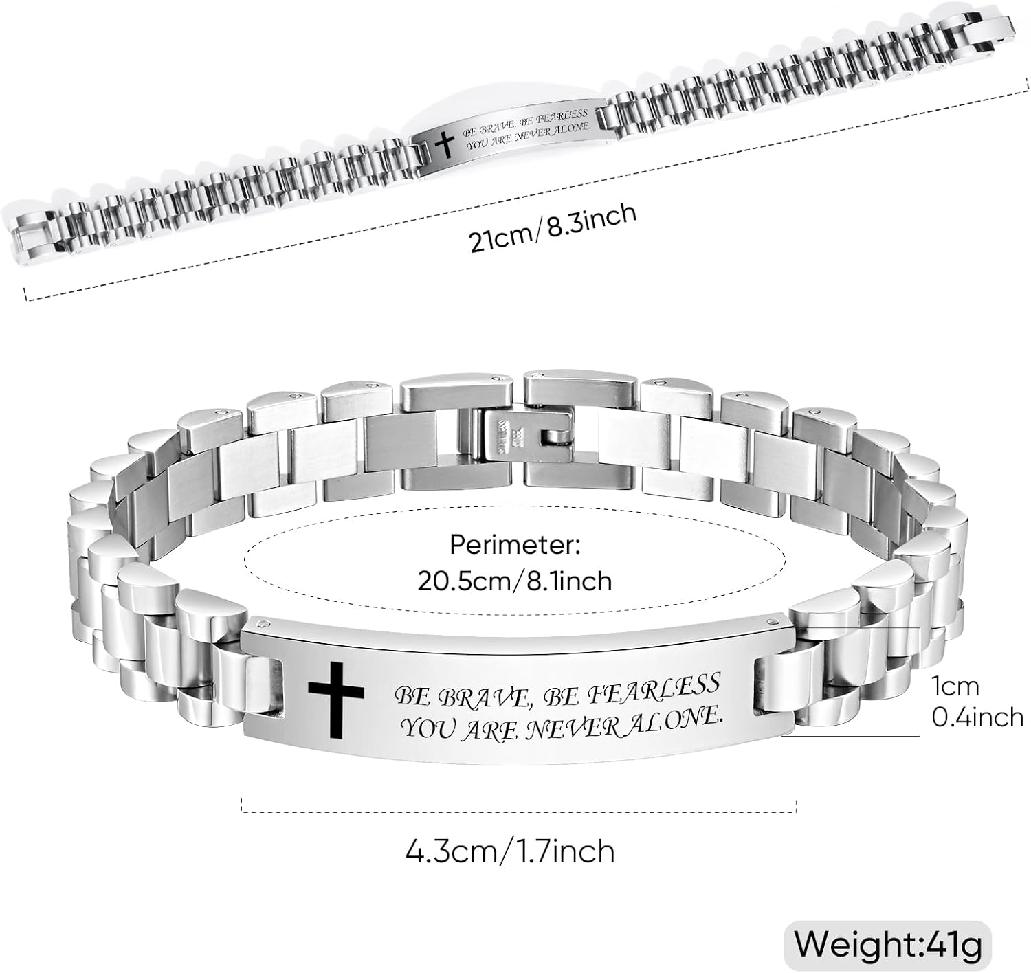 VNOX Personalized Religious Jewelry-Engraved Inspirational Christian Faith Bible Verse Quote Wristbands Elegant Link Bracelet Encouragement Gift,Cassic Watch Band Strap Design image 5