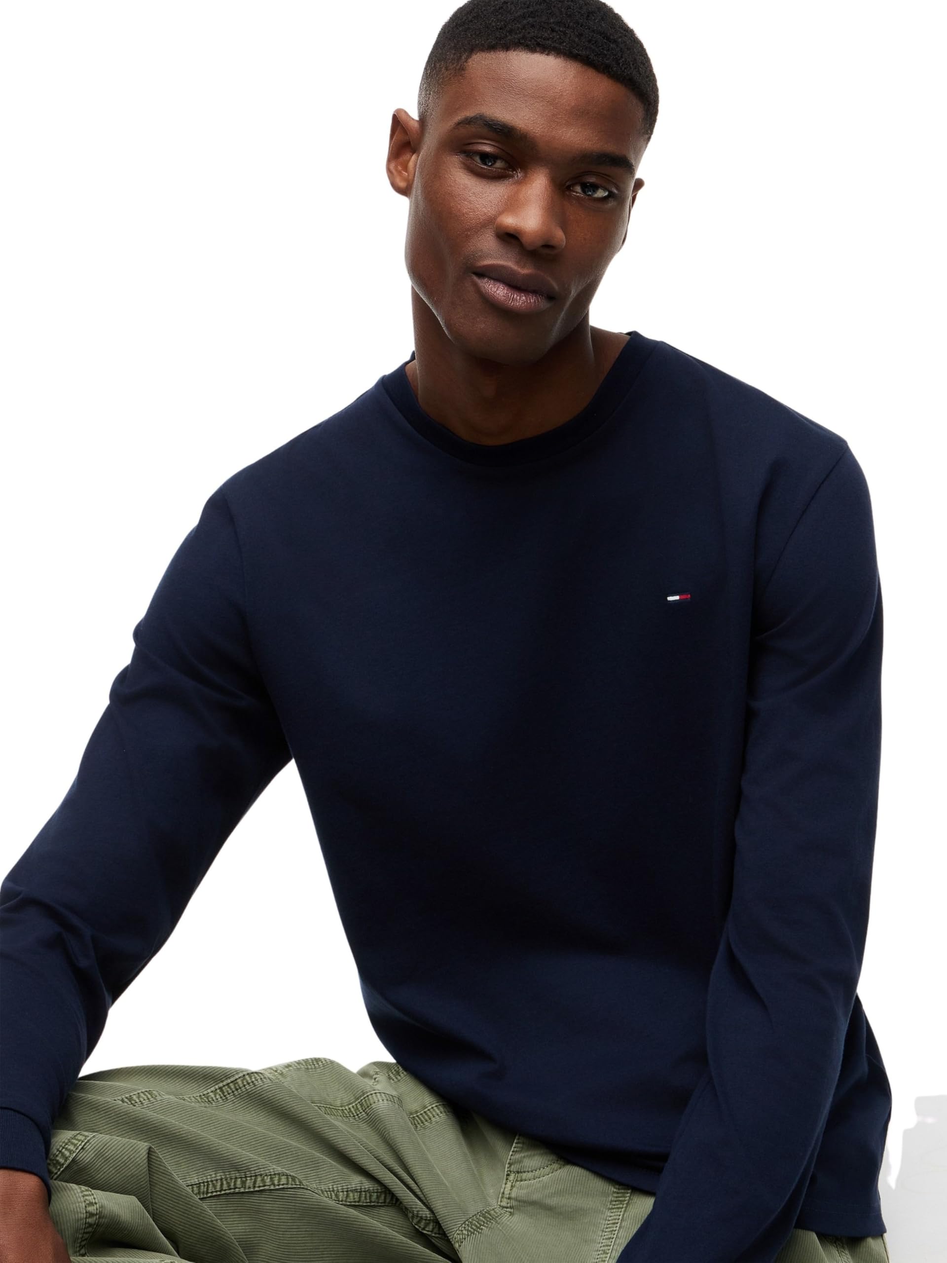 Tommy Camisetas de Manga Larga Pack de 2 Hombre Slim con Cuello Redondo