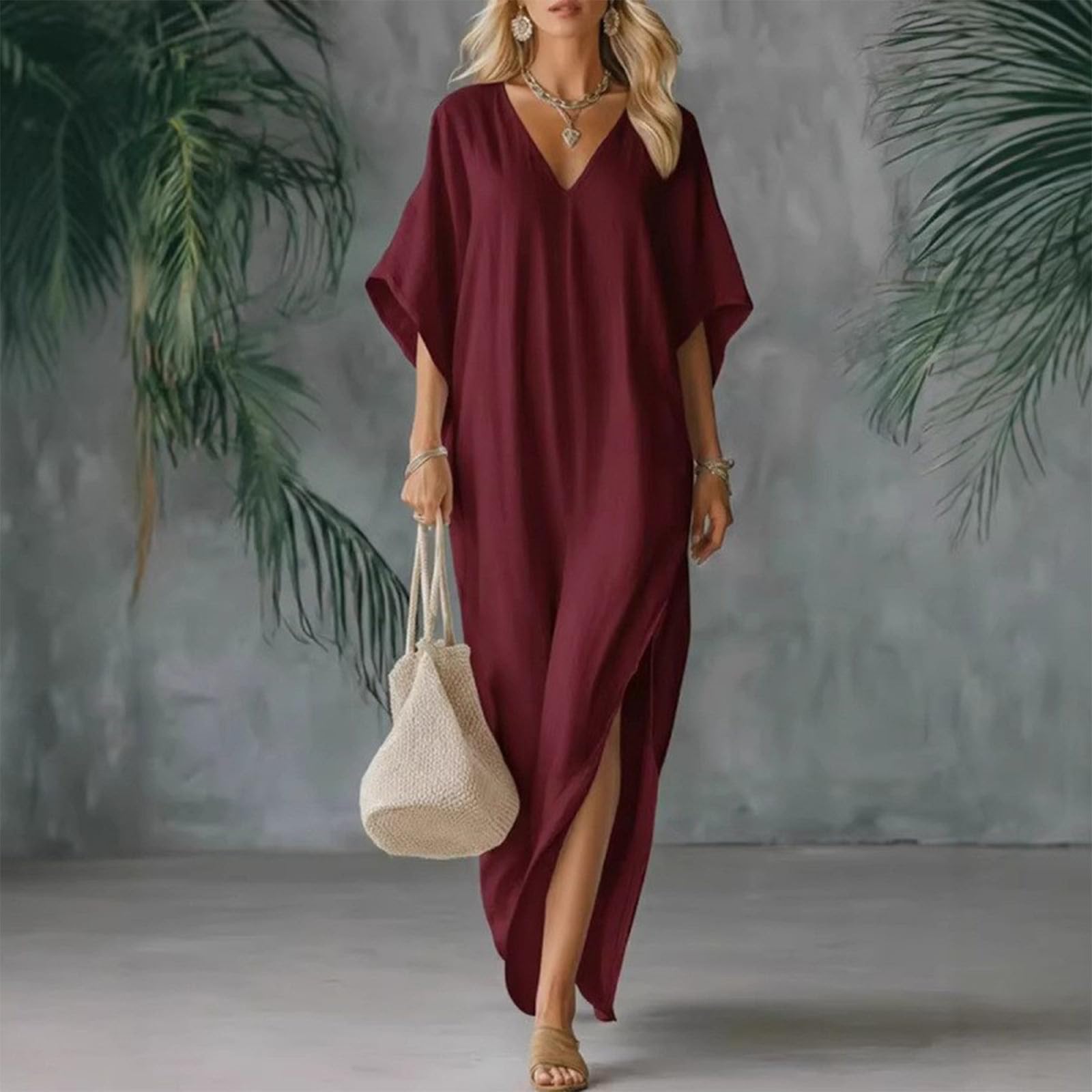 Abito estivo estivo da donna con linea A, tasche, taglio fluido, abito elegante e confortevole per le giornate calde, perfetto per l'estate, tinta unita, abito casual