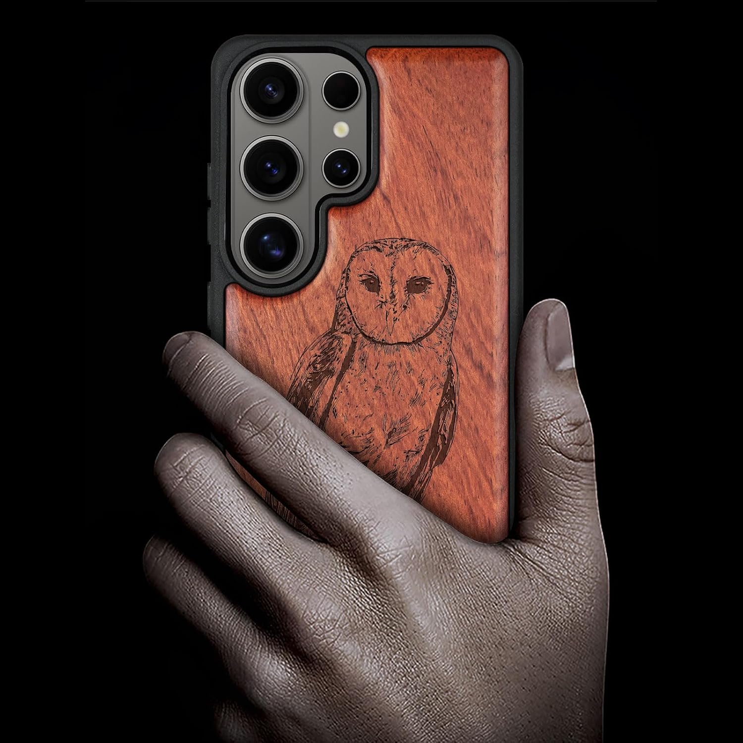 Carveit Magnetic Wooden Case for Samsung Galaxy S26 Ultra Case 2026, TPU Shockproof Cover & Wood Artisan Engraved, Compatible with MagSafe Wireless Chargers (Barn owl) Rosy