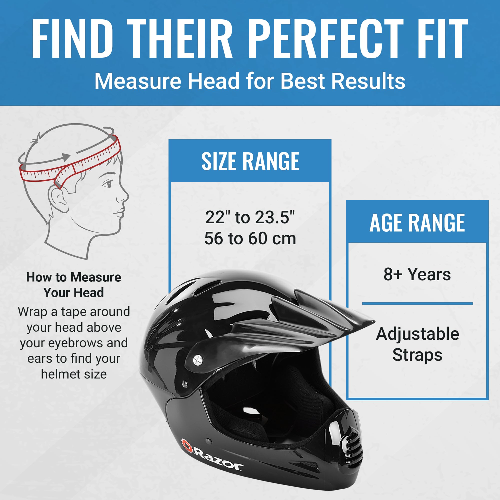 Amazon.com : Razor Full Face Youth Helmet - Front Visor Youth Bicycle Helmet with a Lightweight Plastic Outer Shell - Adjustable Straps, Padded Interior, and 17 Vents for Breathable Comfort - Black : Amazon.com : Razor Full Face Youth Helmet - Front Visor Youth Bicycle Helmet with a Lightweight Plastic Outer Shell - Adjustable Straps, Padded Interior, and 17 Vents for Breathable Comfort - Black :