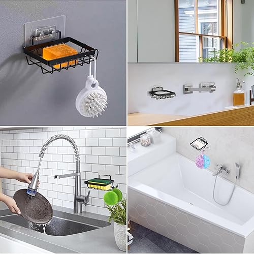 Miniatura 7 de Jabonera autodrenante para pared de ducha, no perforada, fácil de limpiar, soporte para jabón, apto para baño, fregadero de cocina