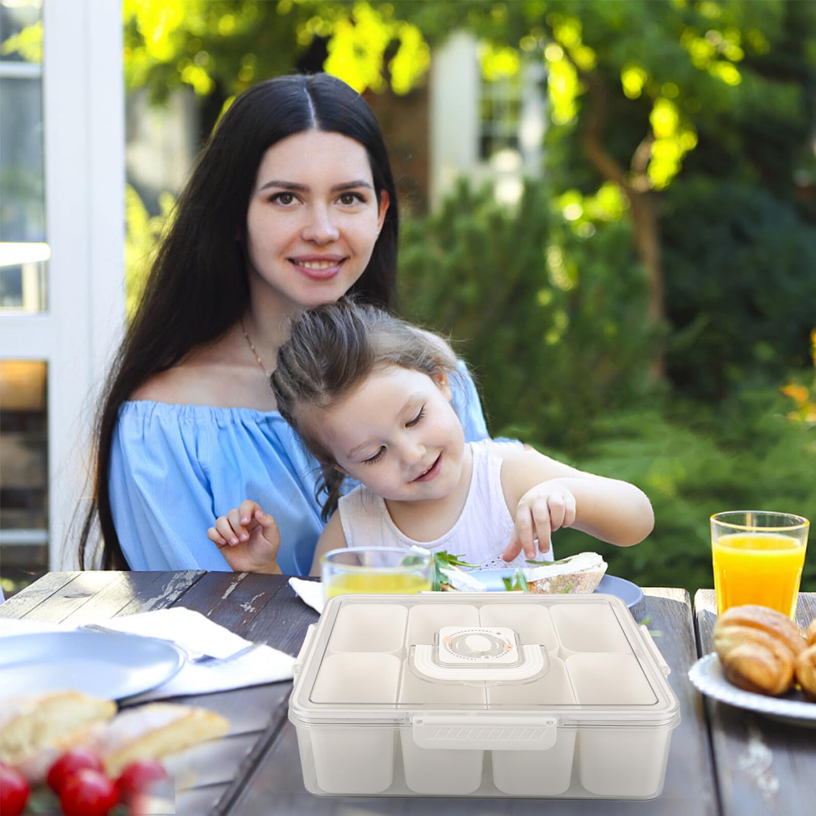 Toyvian Contenitore per Snack Scomparti Coperchio Frutta Secca Caramelle Snack Cibo Cotto Biscotti Formaggio Antipasti Frutta Verdura Carne Leggero Compatto Robusto Pulito e Ordinato
