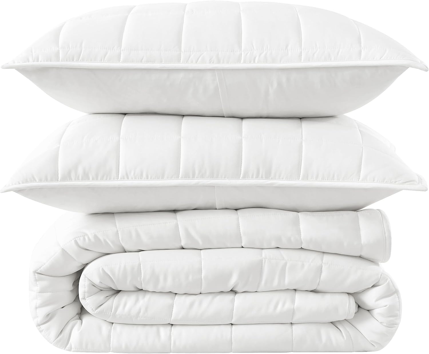 100% Viscose Derived from Bamboo Comforter,Full/Queen Cooling Quilt Set,3-Piece All Season Bedding with 4-Inch Box Stitching,Breathable Duvet Insert with Corner Loops, White