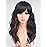 SYMEIW Burdundy-Black Hair Wavy Wigs With Bangs For Women Synthetic Black Hair With Red Undertones Wigs For Daily Use Everyday Wear.