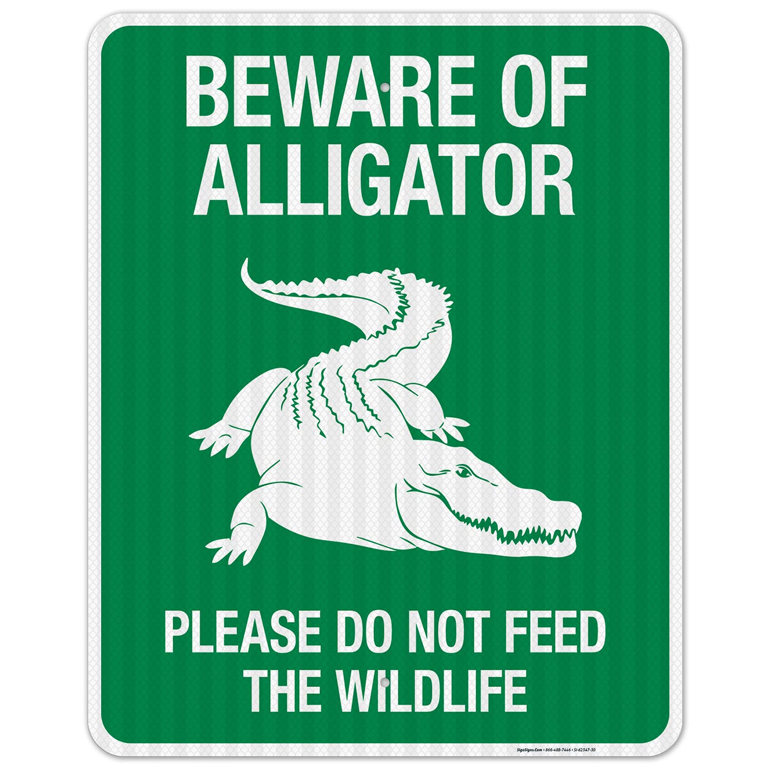 Beware of Alligator Please Do Not Feed The Wildlife Sign, 12x18 Inches, 55 mil Thick HDPS (high Density polystyrene), Made in USA