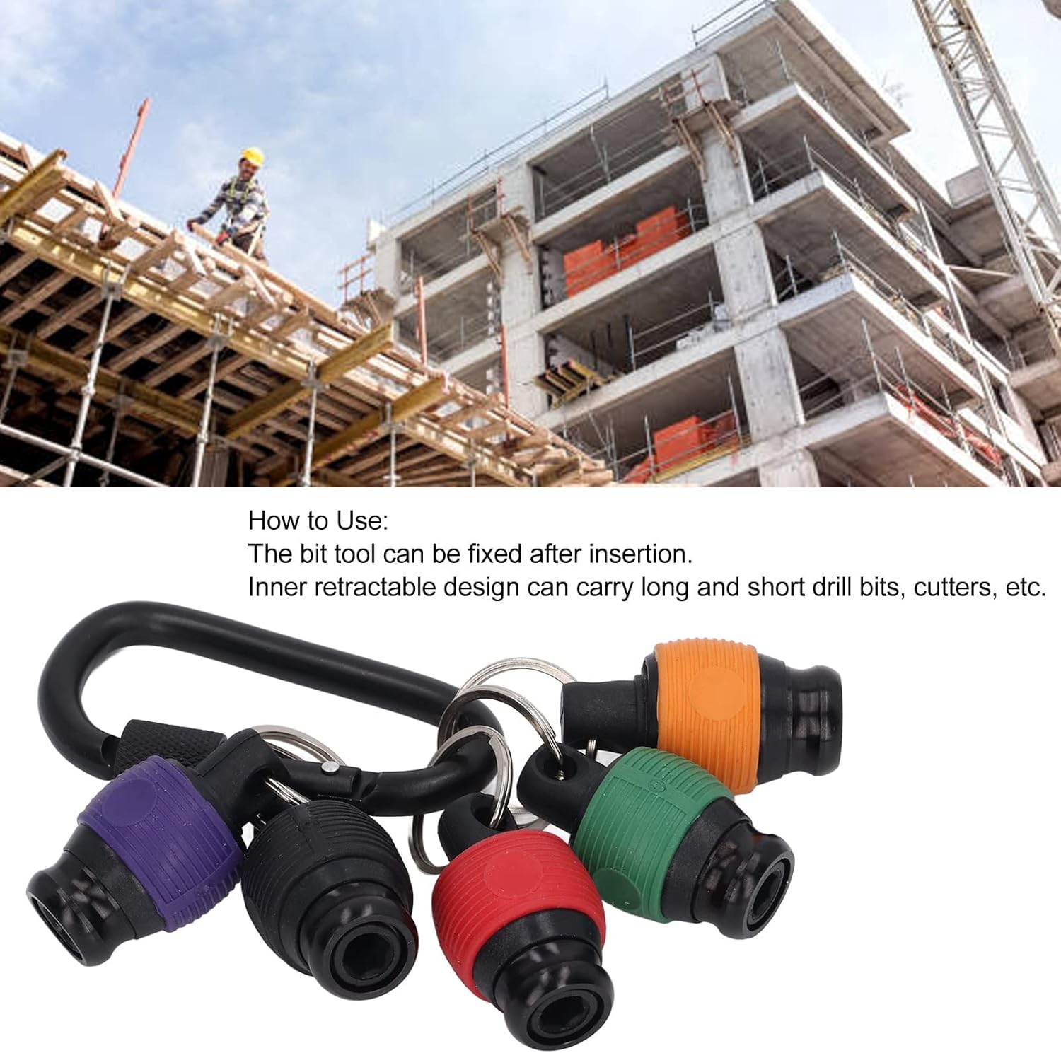 18PCS Bit Holder Key Chain, 1/4in Driver Drill Bit Holder Keychain Screwdriver Socket Key Chain Tool for Outdoor