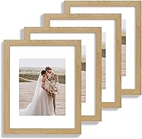 Vista 98 de Juego de 4 portarretratos de 4 x 6 pulgadas, hechos de vidrio real y marco de madera gris, exhibición en pared o mesa, para fotos de 3.5 x 5